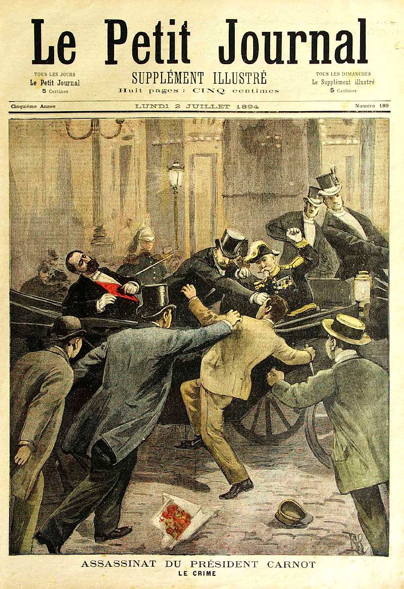 le petit journal assassinat du président sadi carnot lyon 1894