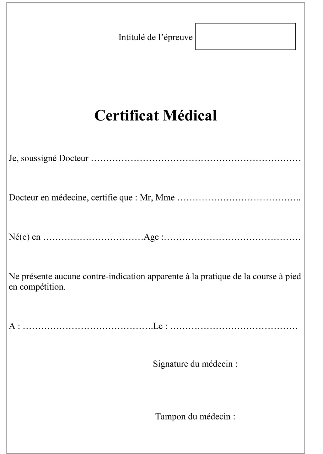 CertificatMedical