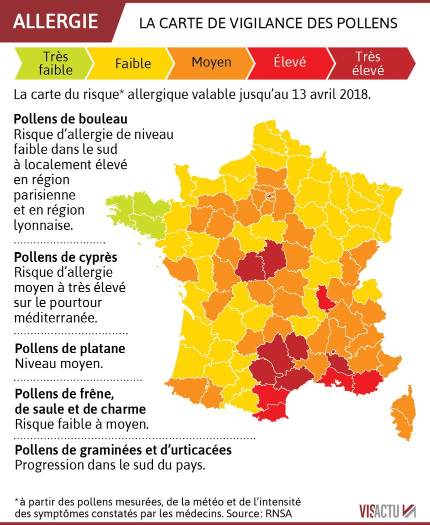 carte des allergies en france avril 2018