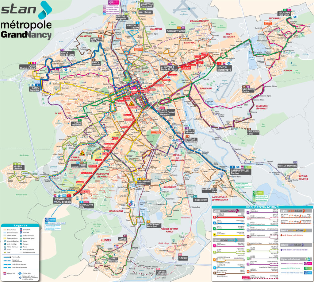nancy plan du reseau de transports stan bus et tramway