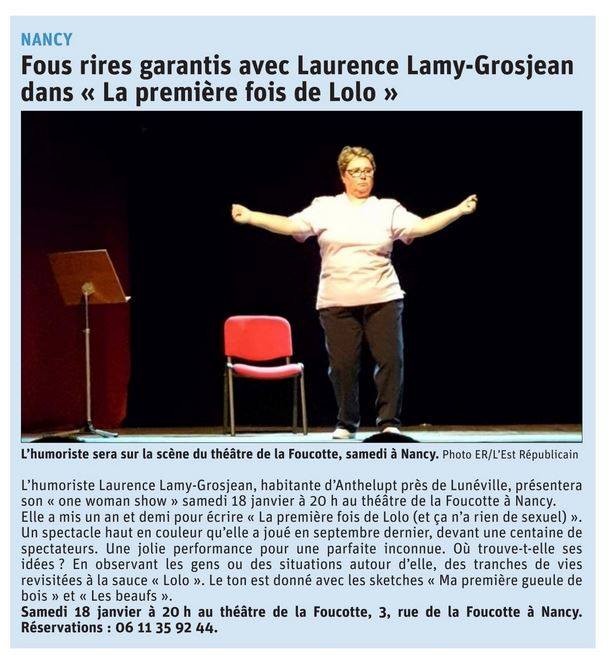 laurence lamy spexctacle au théâtre de la foucotte de nancy samedi 18 janvier 2020
