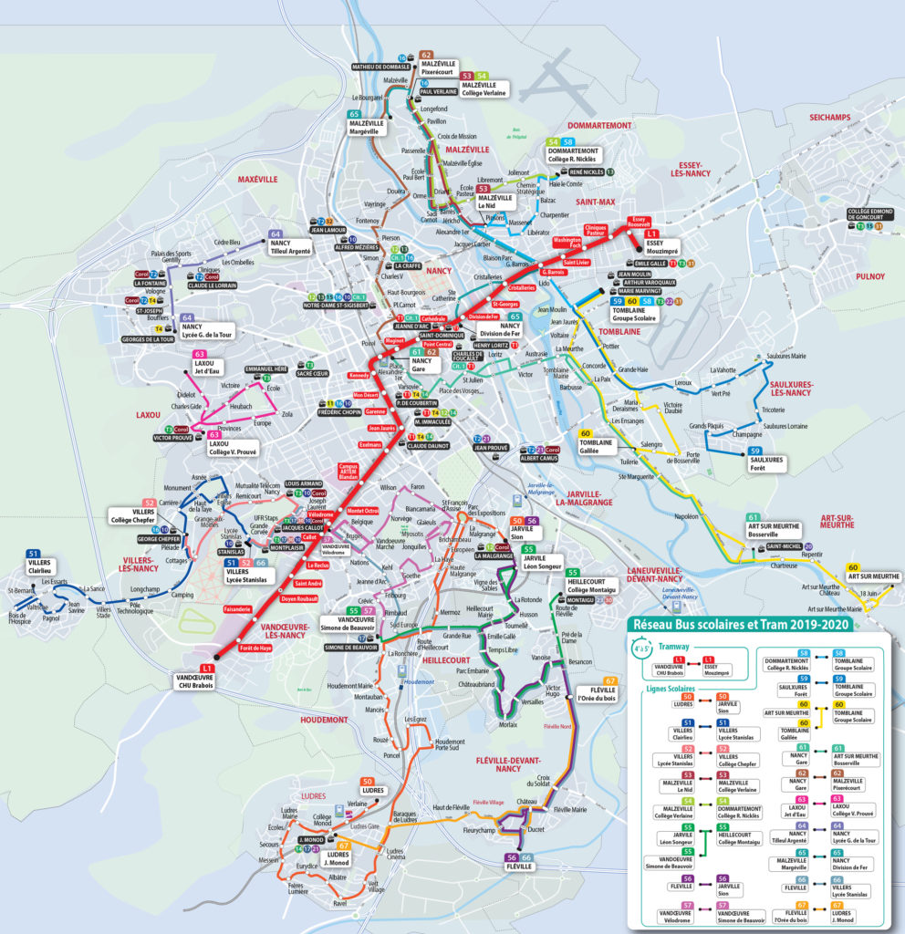 nancy plan du réseau stan bus et tram scolaire