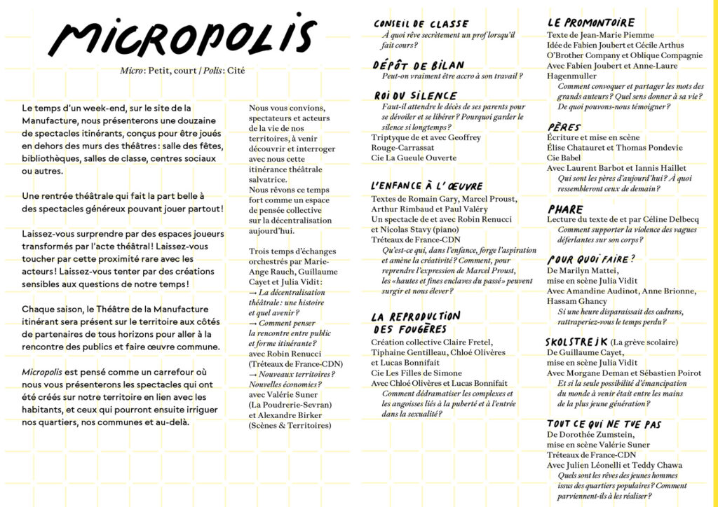 programme micropolis nancy theatre de la manufacture